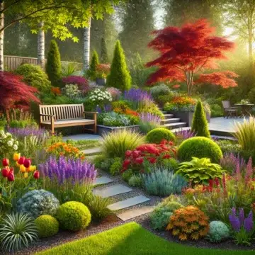 A beautifully landscaped garden designed for year-round interest.